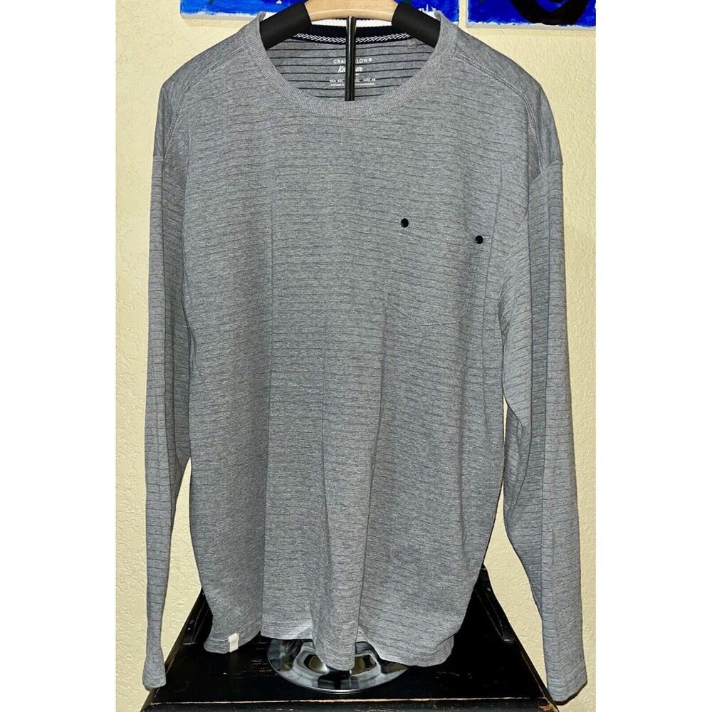 Craft + Flow Men’s Sz 3XL Houston Gray Striped Long Sleeve Knitwear Shirt